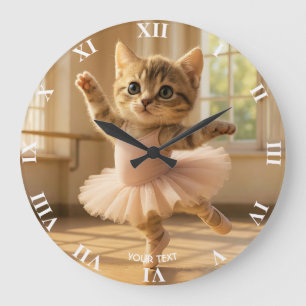 Grande Horloge Ronde Imaginaire Cute Kitten Petite Ballerina