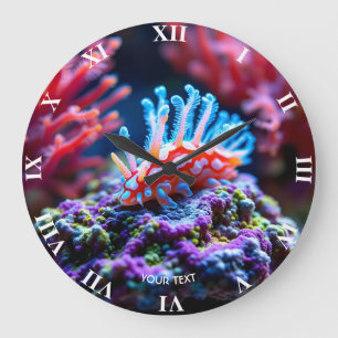 Grande Horloge Ronde Imaginaire Cute Sous-Mer Vie Vibrante
