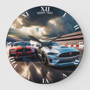 Grande Horloge Ronde Imaginaire Cute Vivid Voitures Big Race