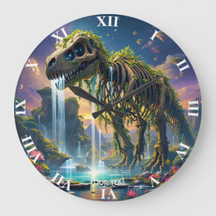 Grande Horloge Ronde Imaginaire Joli Squelette Dinosaure Jardin