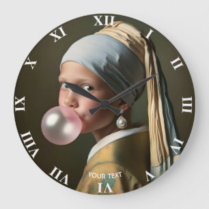 Grande Horloge Ronde Imaginaire mignon bulle rose gomme