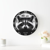 Grande Horloge Ronde Imaginaire mignon Racoon visage lune (Maison)
