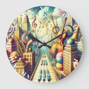 Grande Horloge Ronde Imaginaire mignonne Musique Abstraite Ville