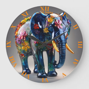 Grande Horloge Ronde Imaginaire Verre Vivid Verre soufflé Eléphant