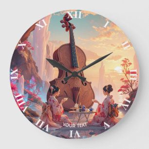 Grande Horloge Ronde Imaginaire Violon mignon Filles Thé
