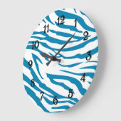 Grande Horloge Ronde Impression Aqua Blue Zebra (Angle)