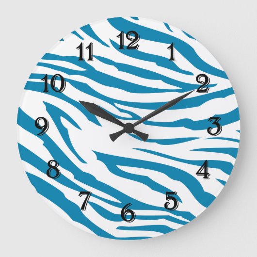 Grande Horloge Ronde Impression Aqua Blue Zebra (Recto)