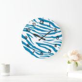 Grande Horloge Ronde Impression Aqua Blue Zebra (Maison)