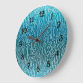 Grande Horloge Ronde Impression Aqua Ombre Zebra (Angle)