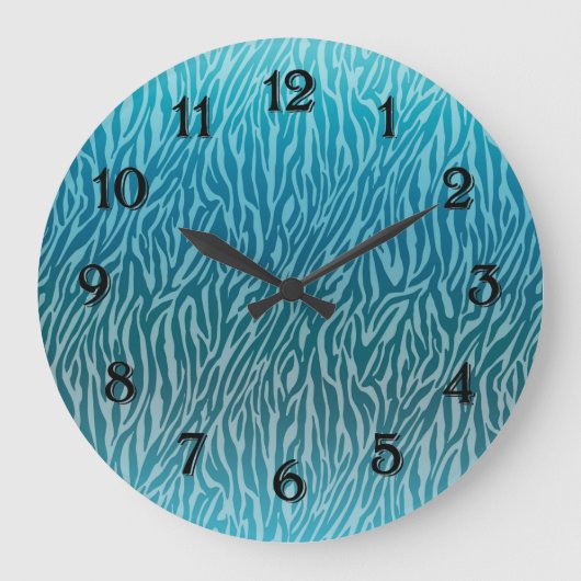 Grande Horloge Ronde Impression Aqua Ombre Zebra (Recto)