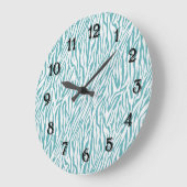 Grande Horloge Ronde Impression Aqua White Zebra (Angle)