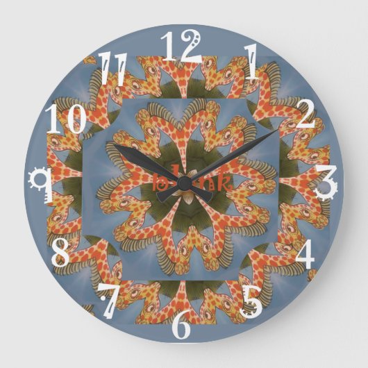 Grande Horloge Ronde Impression d'art Abstrait Giraffe (Recto)