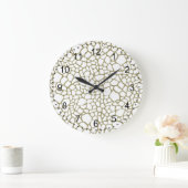 Grande Horloge Ronde Impression de girafe blanche or (Maison)