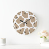 Grande Horloge Ronde Impression de girafe neutre (Maison)