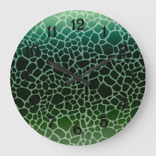 Grande Horloge Ronde Impression de girafe Ombre verte (Recto)