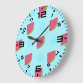 Grande Horloge Ronde Impression de pastèque (Angle)