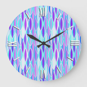 Grande Horloge Ronde Impression de ruban de milieu de siècle - violet e