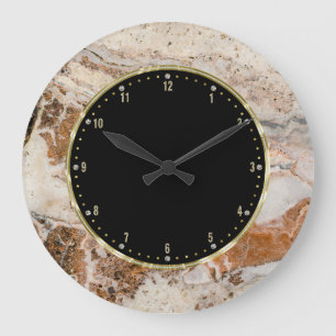 Grande Horloge Ronde Impression de texture de Brown & Beige
