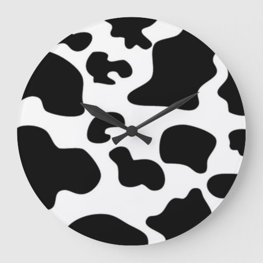 Grande Horloge Ronde Impression de vache noire et blanche (Recto)