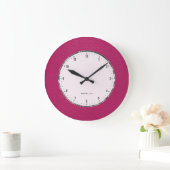 Grande Horloge Ronde Impression en cuir rose Faux (Maison)