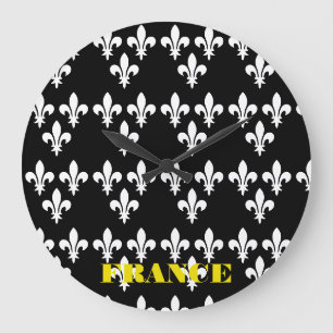 Grande Horloge Ronde Impression héraldique monochrome de la France médi