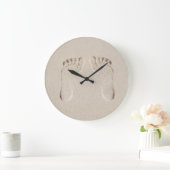 Grande Horloge Ronde Impression pieds nus dans le sable de plage (Maison)