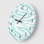 Grande Horloge Ronde Impression Sky Blue Zebra (Angle)