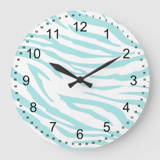 Grande Horloge Ronde Impression Sky Blue Zebra (Recto)