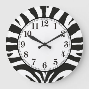 Grande Horloge Ronde Impression Zebra