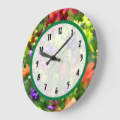 Grande Horloge Ronde Impressions florales (Angle)