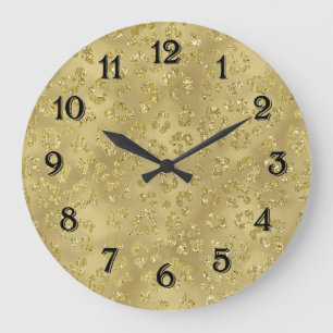 Grande Horloge Ronde Imprimé léopard glamour or