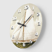 Grande Horloge Ronde Imprimer bateau (Angle)