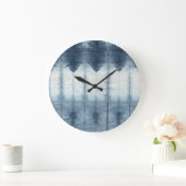 Grande Horloge Ronde Imprimer Shibori Indigio (Maison)