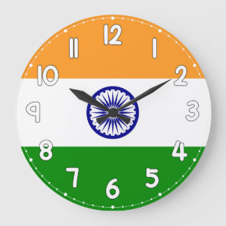 Grande Horloge Ronde India Flag Wall Clock – Patriotic Indian Decor