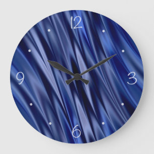 Grande Horloge Ronde Indigo et rayures bleues violettes de style de