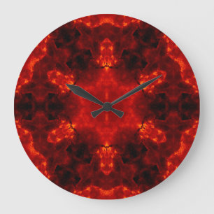 Grande Horloge Ronde Inferno Nexus - Fiery Kaleidoscope Art