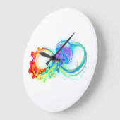 Grande Horloge Ronde Infinité avec la méduse arc-en-ciel (Angle)