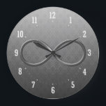 Grande Horloge Ronde Infinity Symbol Damask background Wall Clock<br><div class="desc">Science Rules !
 Infinity Symbol design - great for students,  mathematicians,  math/science-teachers,  professeurs,  researchers or for all you scientist types out there!</div>