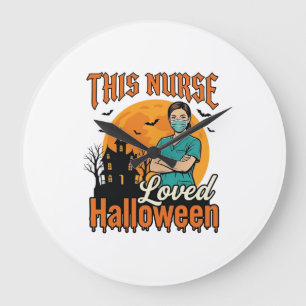 Grande Horloge Ronde Infirmière d'Halloween Aimait Halloween Vintage Ép
