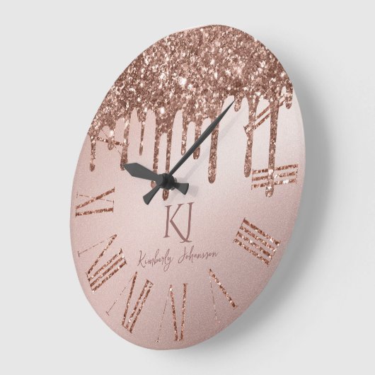 Grande Horloge Ronde Initiales rose Parties scintillant or Glam & Monog (Angle)