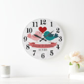 Grande Horloge Ronde Inséparables, j'adore 24h. (Maison)