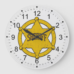 Grande Horloge Ronde Insigne d'étoile de shérifs