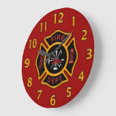 Grande Horloge Ronde Insigne du service d'incendie (Angle)