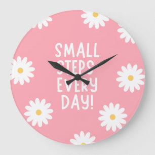 Grande Horloge Ronde Inspiration Florale Rose – Petits Pas Chaque Jour