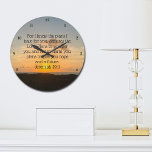 Grande Horloge Ronde Inspirationnelle Bible Verse Jérémie 29:11 Coucher<br><div class="desc">Car je connais les plans que j'ai pour vous, déclare le Seigneur. Des plans pour vous prospérer et non pour vous nuire, des plans pour vous donner de l'espoir et un avenir. Jérémie 29:11 verset de la bible sur une belle horloge de lever de soleil de l'océan. Ce don de...</div>
