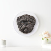Grande Horloge Ronde Inspiré 3D d'Affenpinscher (Maison)