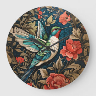 Grande Horloge Ronde Inspiré par l'élégant colibri William Morris volan