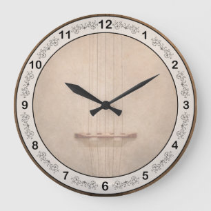Grande Horloge Ronde Instrument - Chaîne - J'adore les banjo