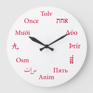 Grande Horloge Ronde International Languages Clock (Red / Crimson)