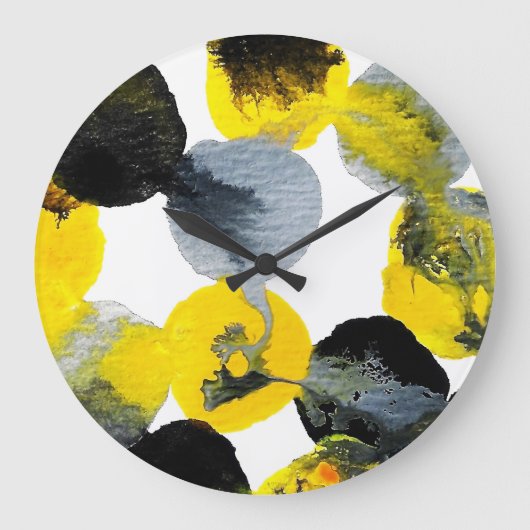 Grande Horloge Ronde Intertactions jaune, gris et noir (Recto)